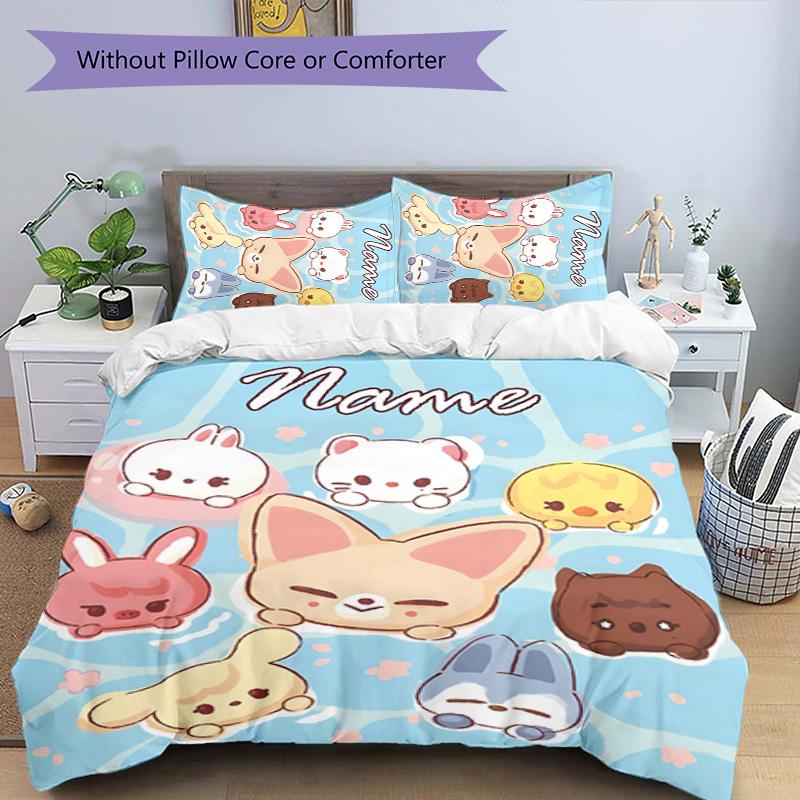 3pcs Kpop Team2 Cover Set - Personalized Name, HD Printed Bedding with 1 Cover and 2 Pillowcases - Perfect for Home Decor, Easy Care