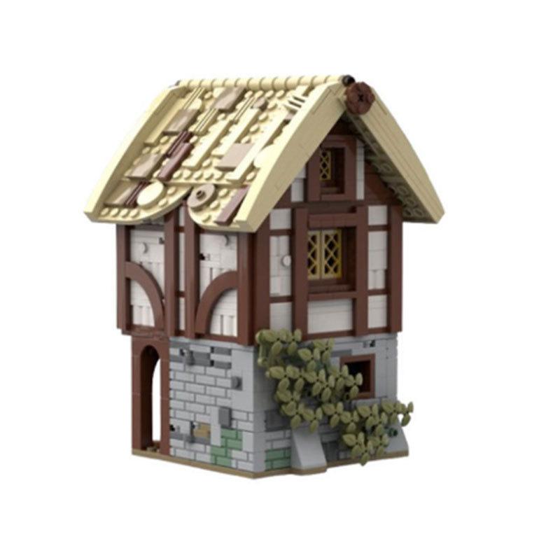 MOC-197656 Retro Granary Medieval Storage House Building Blocks Castle Modular Kit Creative Architecture Display Model Toys