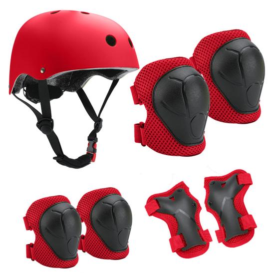 7Pcs/Set Kids Cycling Protective Gear Kit Roller Skate Skateboard Skating Bike Scooter Adjustable Helmet Knee Elbow Pad Wrist Guard Protector