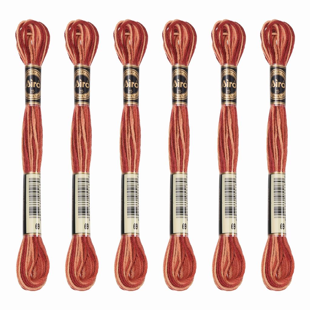 6 Skeins Embroidery Floss, Gradient Colors Polyester Embroidery Threads Bracelets String for Cross-Stitch Hand Embroidery