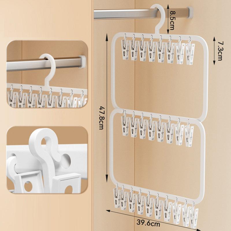 Multi-Clip Detachable Sock&Underwear Drying Rack–Foldable Space-Saving Hanger with RemovableClips forBaby Clothes,Towels,Laundry