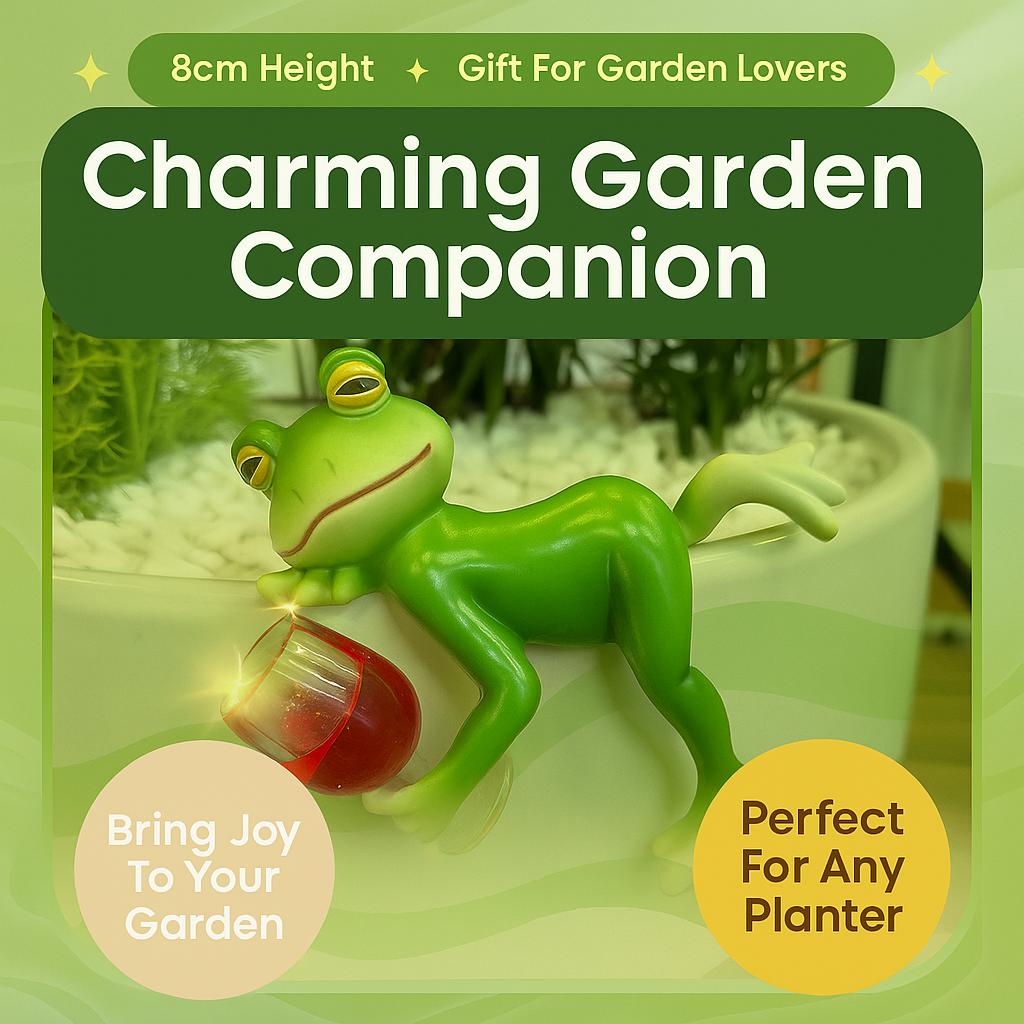 Miniature Frø Figur Planteopsats Dekoration Harpiks Frø Figur Blomsterpotte Klemmer Haveindretning Frø Statue til Planteopsats Blomsterpotte Kant