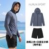 Mens UV Protection Rash Guard Set Long Sleeve Hooded Top Pants Snorkeling Surfing Swimming