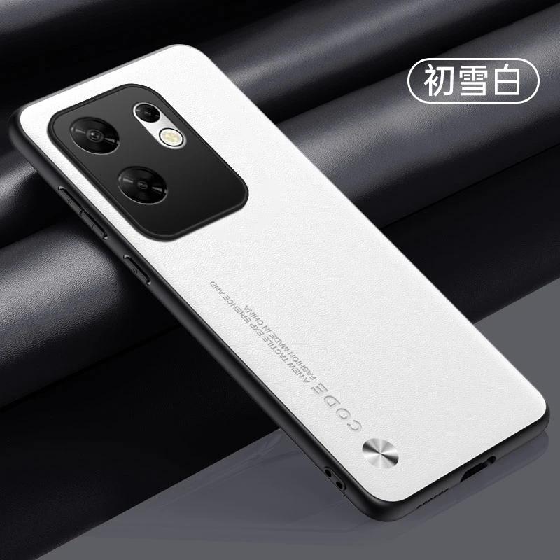 For Infinix Zero 30 4G Plain PU Leather Phone Case For Infinix Zero 40 5G Matte Cover Silicone Shockproof Soft Edge Back Cover