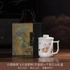 White porcelain Dunhuang office cup, personal special large-capacity drinking cup, mug with lid, teacup with hand gift