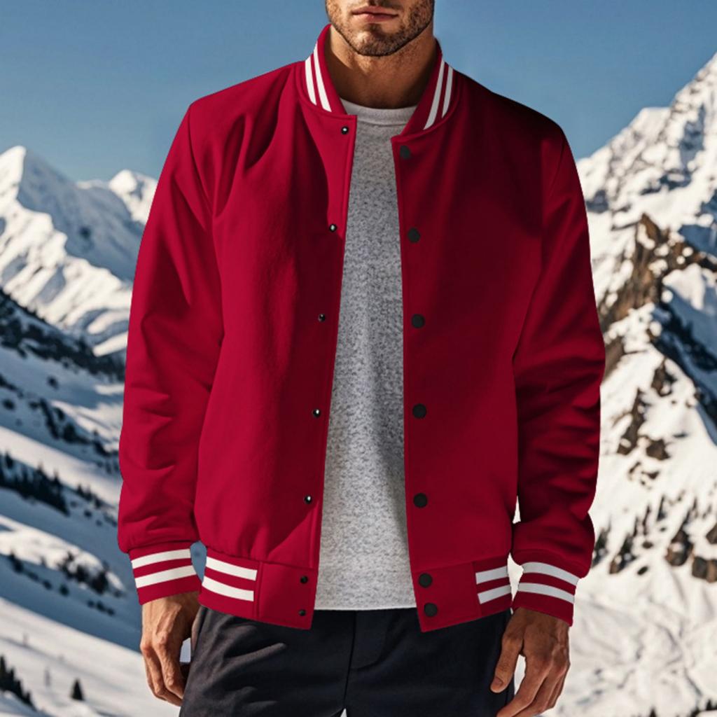Heren Retro Baseballjack Losse Pasvorm Opstaande Kraag Casual Enkelrijdig Knoopsluiting