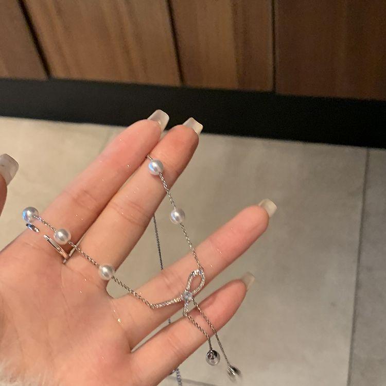 Pearl necklace romantic baby s breath pearl tassel necklace design temperament high-end niche clavicle chain new style