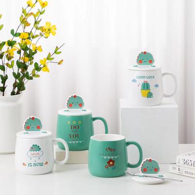 Creative Cartoon Dinosaur Mug with Lid Spoon Three Dimensional Cover Student Couple Office Home Ceramic Mug Souvenir