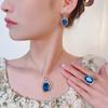 Jewelry Copper Bottom Gold-Plated Simulation Blue Spinel High-End Jewelry Set Women'S Stone 15 * 20