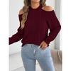 Womens Casual Solid Off Shoulder Long Sleeve Pullover Sweater