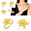 Graceful Women's Brass Gold Plated Flower Ring Adjustable Bougainvillea Style Chic Jewelry