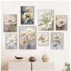 Abstract White Gold Flowers Canvas Modern Nordic Plant Posters And Prints Wall Art Pictures For Living Room Home Decor
