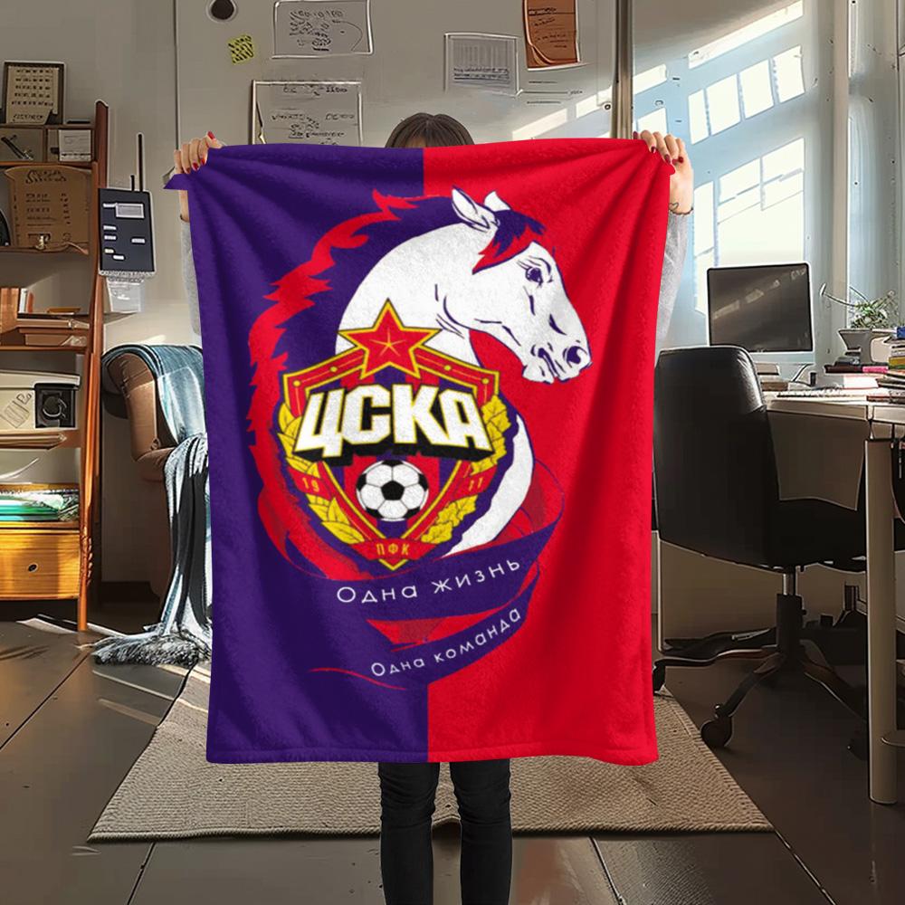 1Pc CSKA Moscow Print Flannel Blanket High Quality Warm Comfortable Cover for All Seasons Perfect for Gifts Home Decor