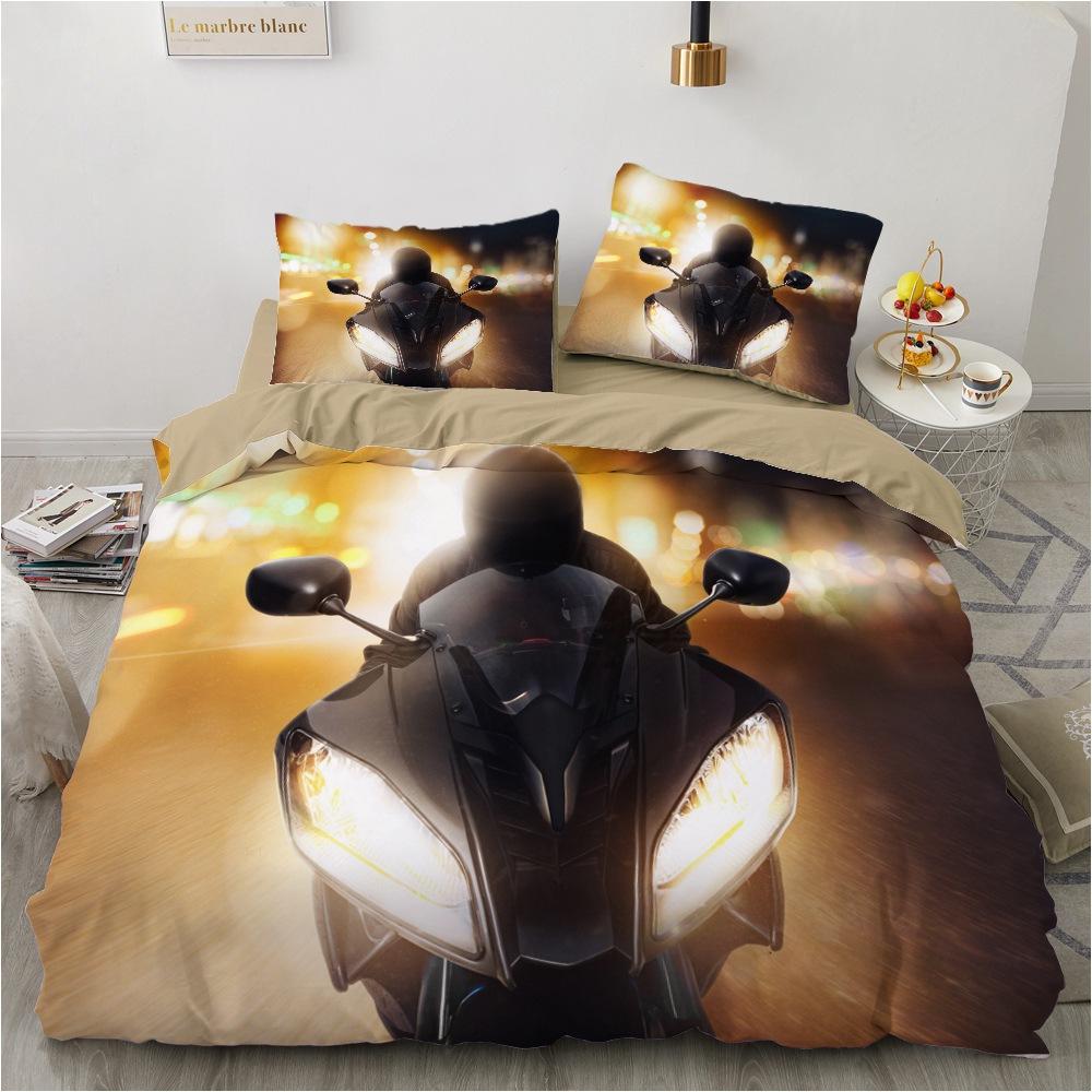 3D Sports Car Bedding Set for Boys Teens Room Soft Down Duvet Cover AU140 * 210 Full Size Bed Cover Motorcycle Print Quilt Cover