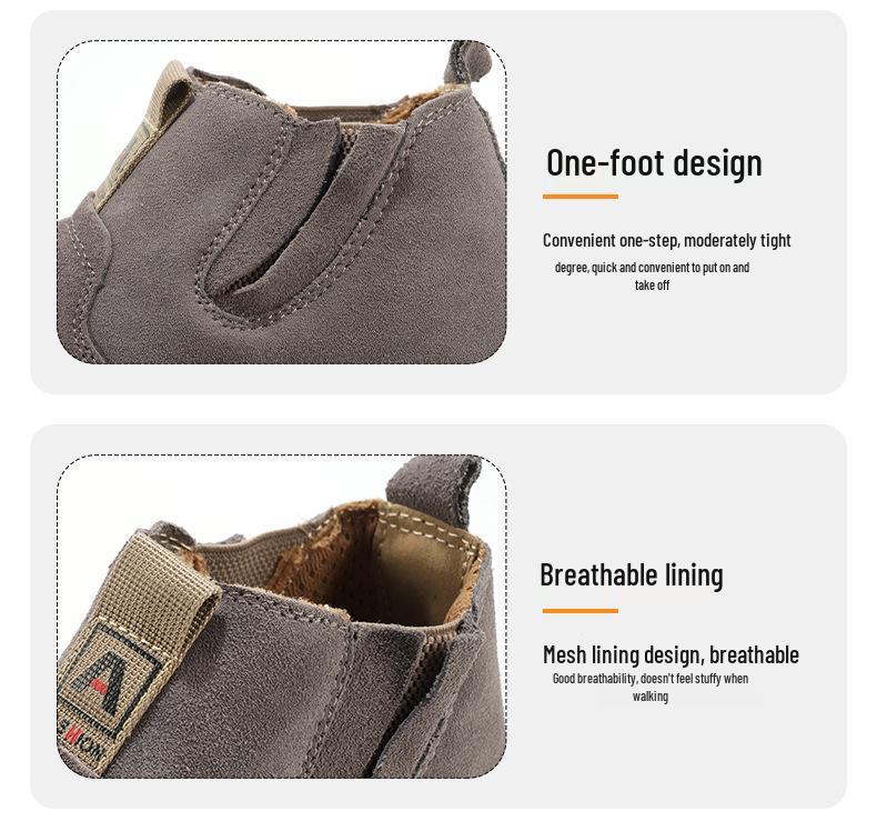 Men's All-Season Lightweight Slip-On Safety Shoes - Anti-Smash, Anti-Puncture, Ideal for Construction and Welding Work.