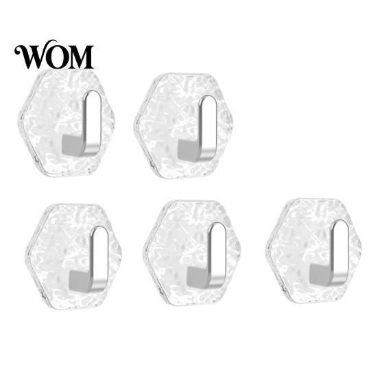 Home Organization Hooks Acrylic Adhesive Hooks, Hexagonal Wave Shape, No Drilling Easy Clear Wall Installation Hook, Modern Style for Bathroom Kitchen
