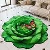 3D Flower Floor Mat Large Flower Shape Living Room Rug Realistic Floral Butterfly Floor Rug with Anti-Slip Bottom for Home Bedroom Dining Room