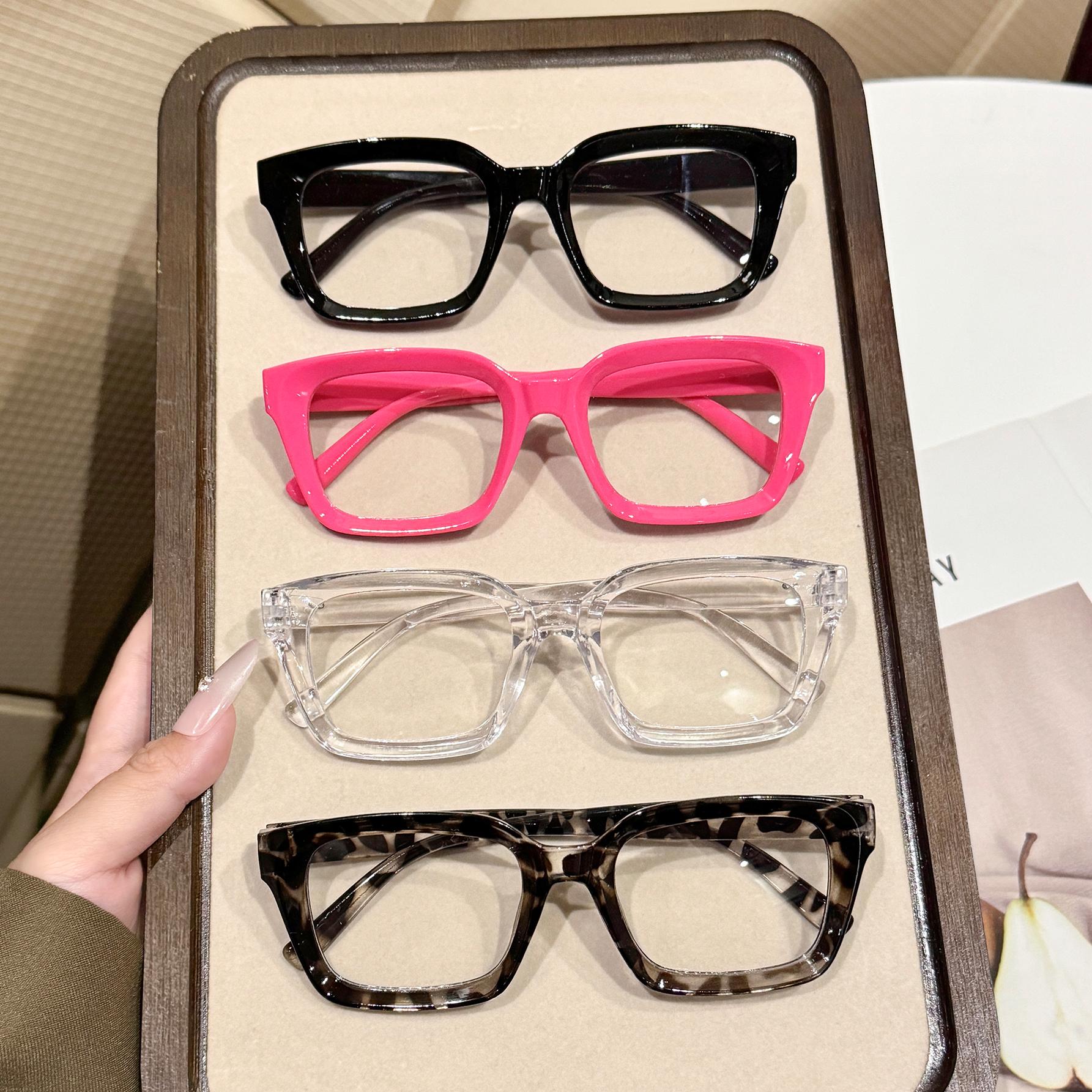 

4Pcs Classic Fashionable Square Frame Non-Prescription Glasses Suitable for Daily Wear, Office Work and Study
