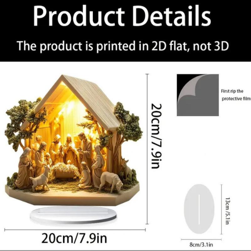 

Плоский акриловий Різдвяний місячний будиночок Вишукана прикраса для дому Може стояти Настільна прикраса Прикраса для спальні Вітальні