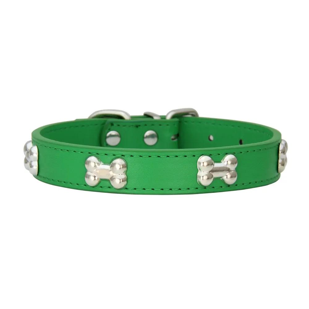 New pet PU leather bone dog collar for cross - border spot wholesale, can be matched with traction belt