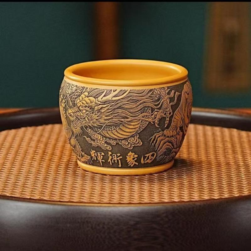 

Dragon Phoenix Purple Clay Teacup Fully Carved Tea Cup Chinese Style Large Capacity Tea Cup Home Master s Cup Teaset Accessories 200ml