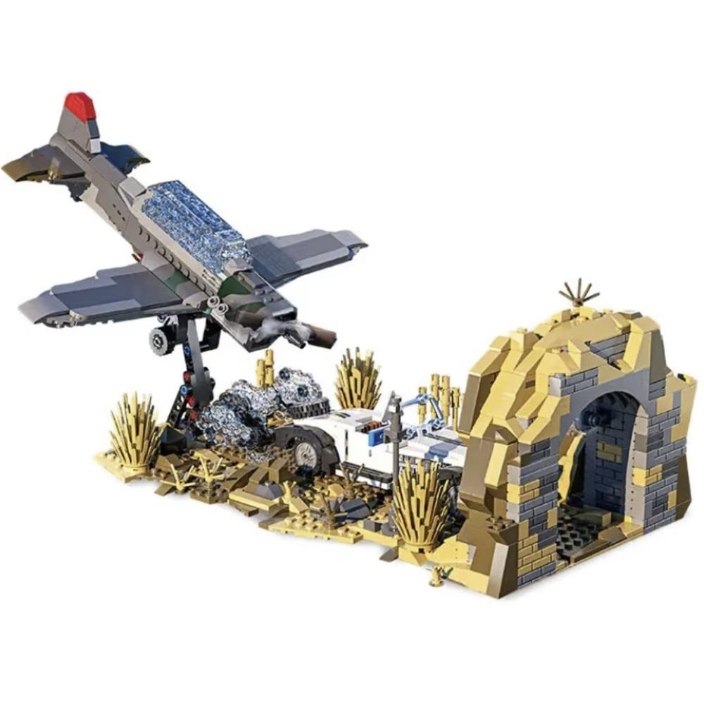 

MOC Military Indianaed Crusade Fighter Building Blocks For Jones Classic Airplane Movie Vehicle Sky Props Toys Birthday Gifts Paper Instruction