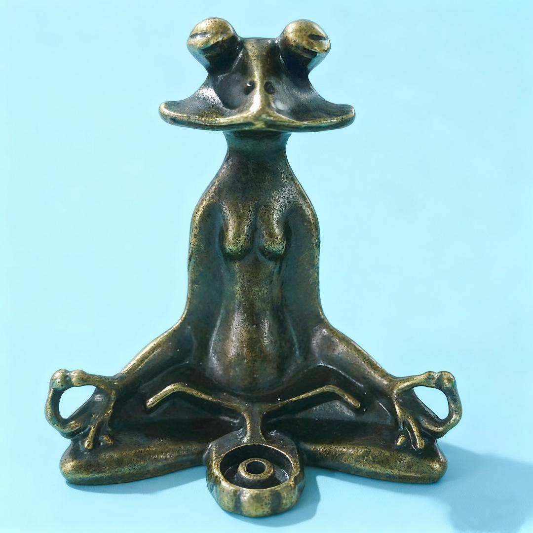 Retro Zen Frog Metal Incense Holder - Creative Electroplated Ornament