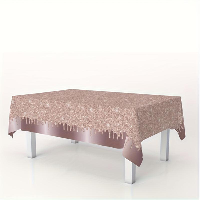 1pc Rose Gold Sequin Tablecloth For Wedding Party Memorial Day Home Decoration Valentine'S Day Decoration Tablecloth