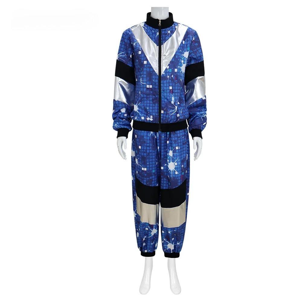 Women's Men's Costume 80s 90s Suit Party Accessories Disco Jacket Trousers Outfit Women's Men's Costume Tracksuit for Carnival