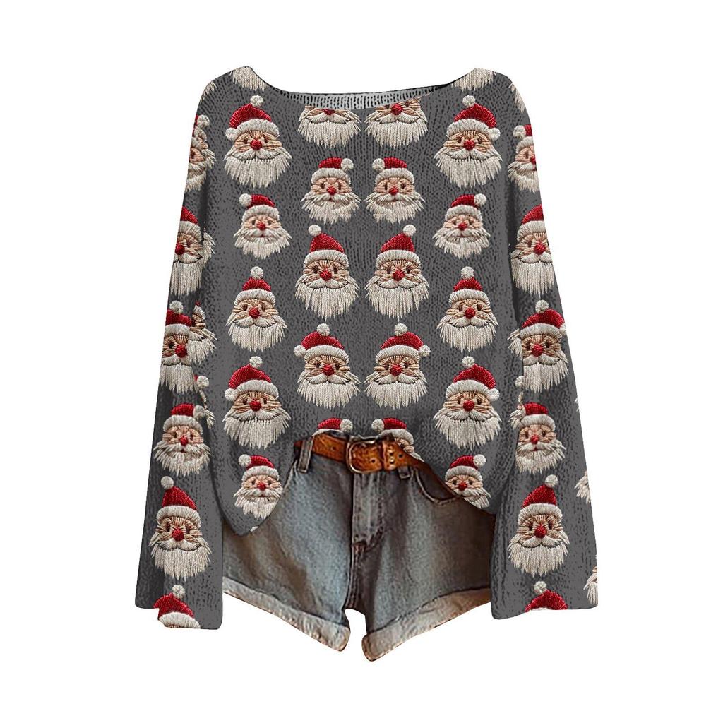 ZJW One-Shoulder 3D Christmas Pullover Sweater