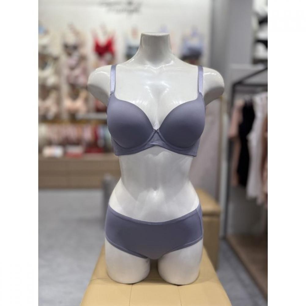 

Triumph Blue Gray Large Cup Basic Mold Women Bra Panty Set 75c 85e 85E/100