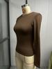 Trendy Women's Casual Long-Sleeve Solid Color Slim Pullover T-Shirts for Spring and Autumn.