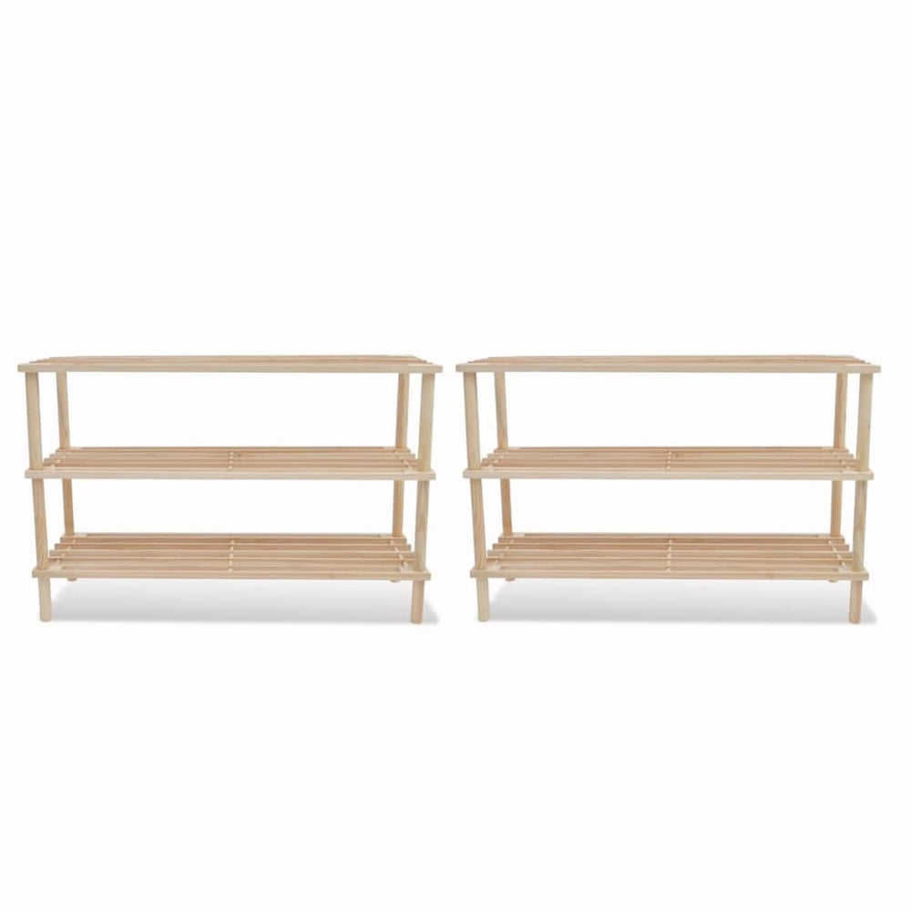 Range-chaussures à 3 étagères 2 pcs Bois de sapin solide