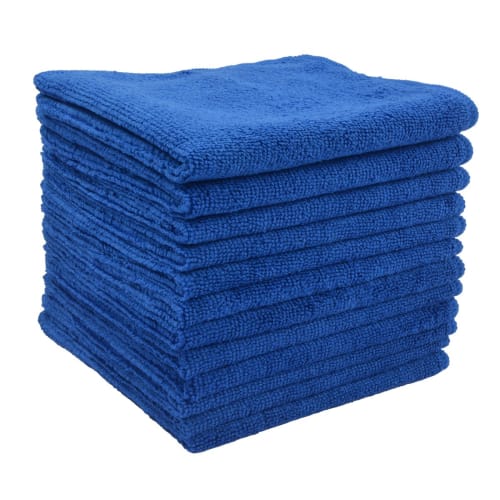 SINLAND Microfiber Cleaning Cloths, Cleaning Towels, for Car Washing, Absorbent, Quick-Drying, 12-Count, Blue