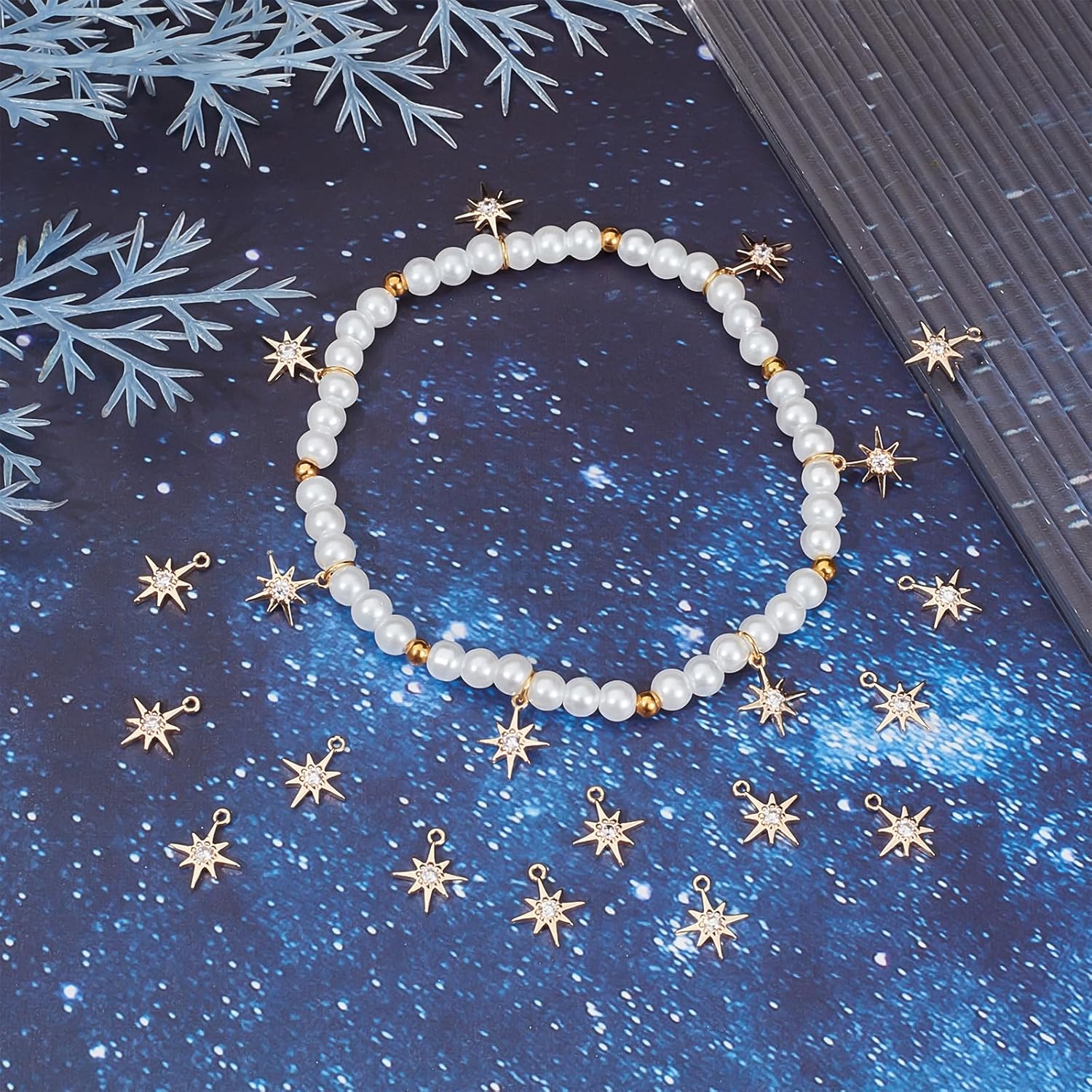 

Beebeecraft 1 Box 20Pcs North Star Charms 18K Gold Plated Star Pave Cubic Zirconia Pendant Charms Small Jewelry Making Findings 10.5x8.5mm for DIY