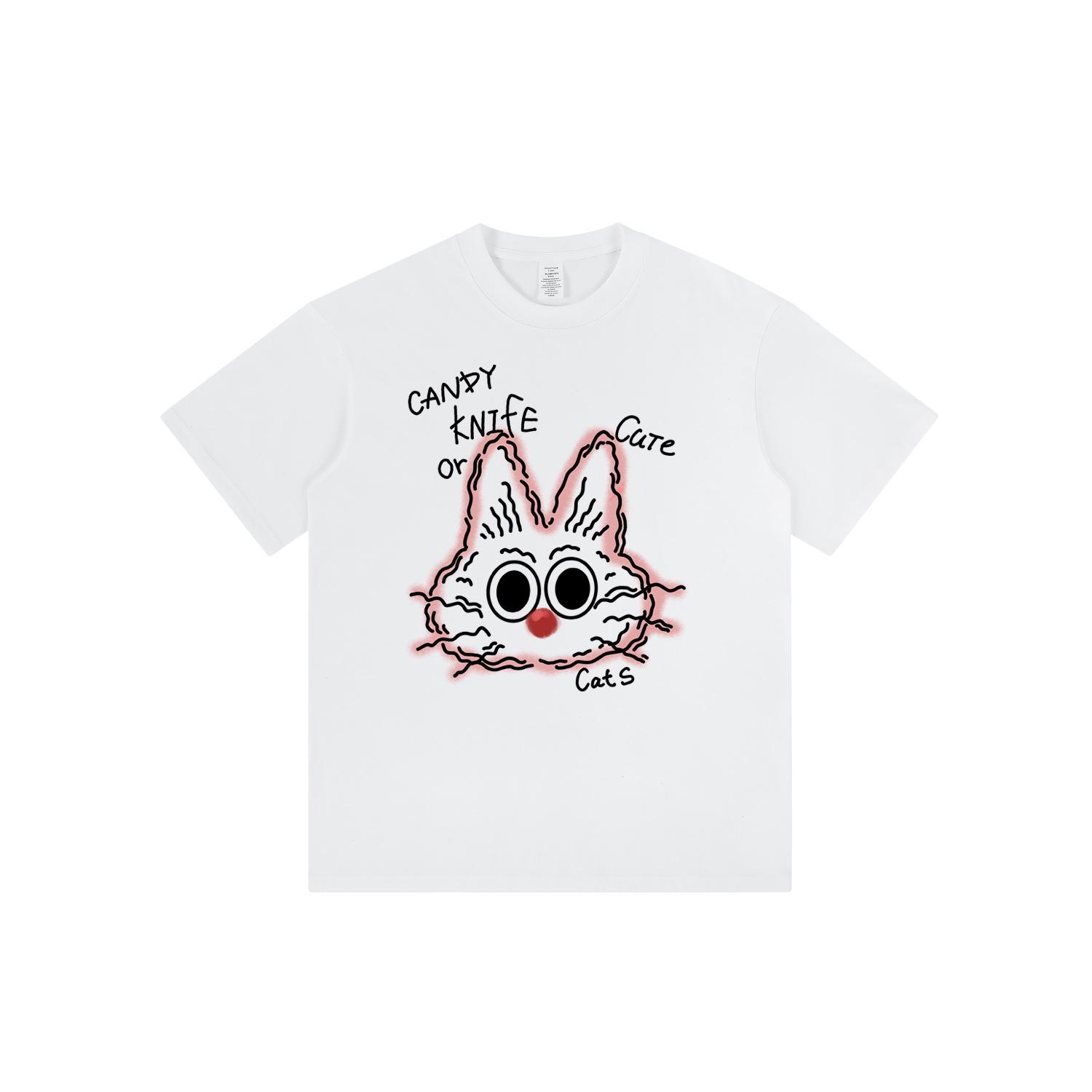 

Unisex Summer Loose Red-Nosed Rabbit Graffiti Short-Sleeve T-Shirt M