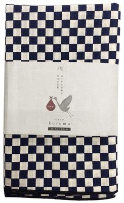 Furoshiki Checkered 90cm Wide X 90cm Made In Traditional Japanese &NE (Japanese Cloth), Medium, Navy, Deep, Japan, Large, 100% Cotton, Style,