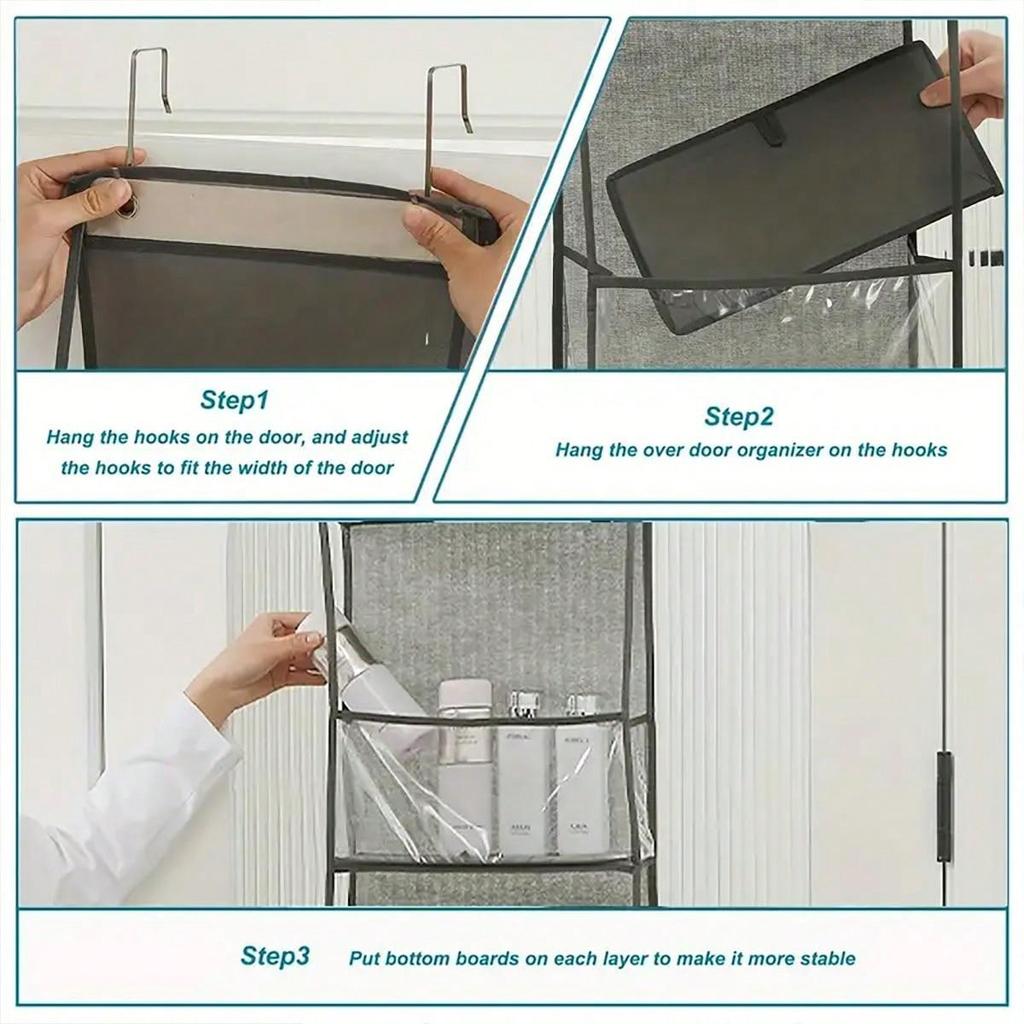 1pc/2pcs - Over-the-Door Organizer – Versatile, Foldable, Clear Wall-Mounted Storage Solution for Home Organization