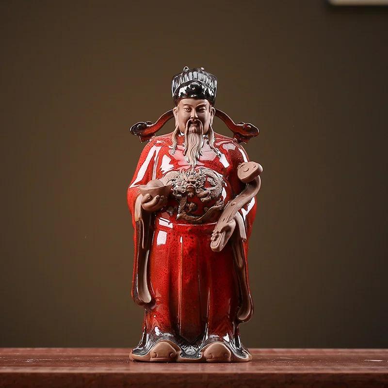 1PCS Ceramic Fortune and Longevity Crafts Chinese Retro Lucky Ornament Home Desktop Entrance Living Room Accessories Gifts