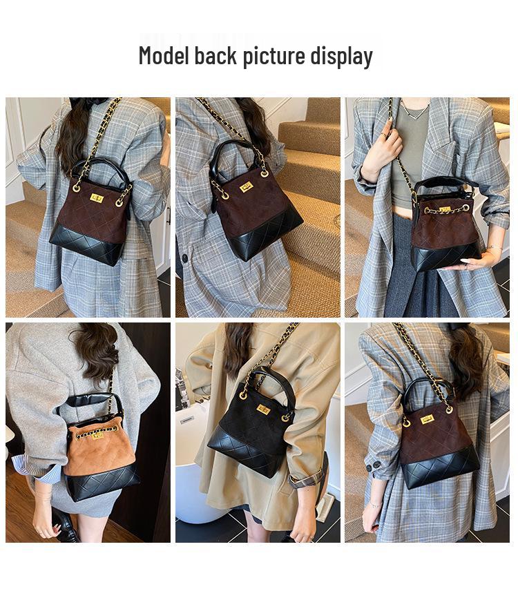 Women's Argyle Patchwork Retro Handbag with Chain Strap - 2025 Collection