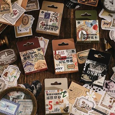 46 Stück Kawaii Schreibwaren Aufkleber Retro Kollektion Junk Journal Tagebuch Planer Dekorative Handyaufkleber Scrapbooking DIY Aufkleber