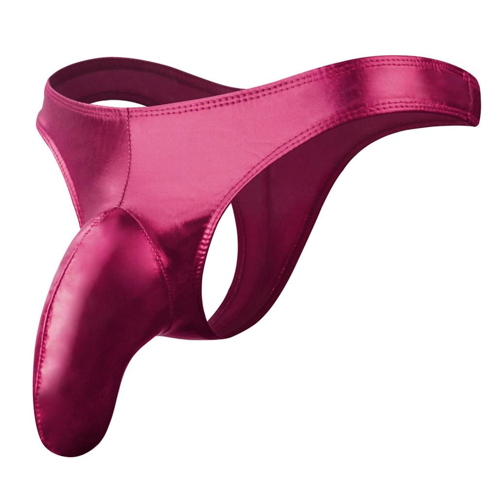 Mens Shiny Metallic Thong Low Rise Bulge Enhancer Breathable Stretchy Underwear Lingerie Partywear