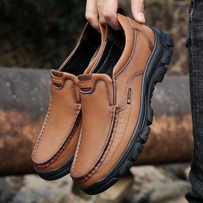 Men's Genuine Leather Shoes 38-47 Head Leather Soft Anti-slip Rubber Loafers Shoes Man Casual Real Leather Shoes