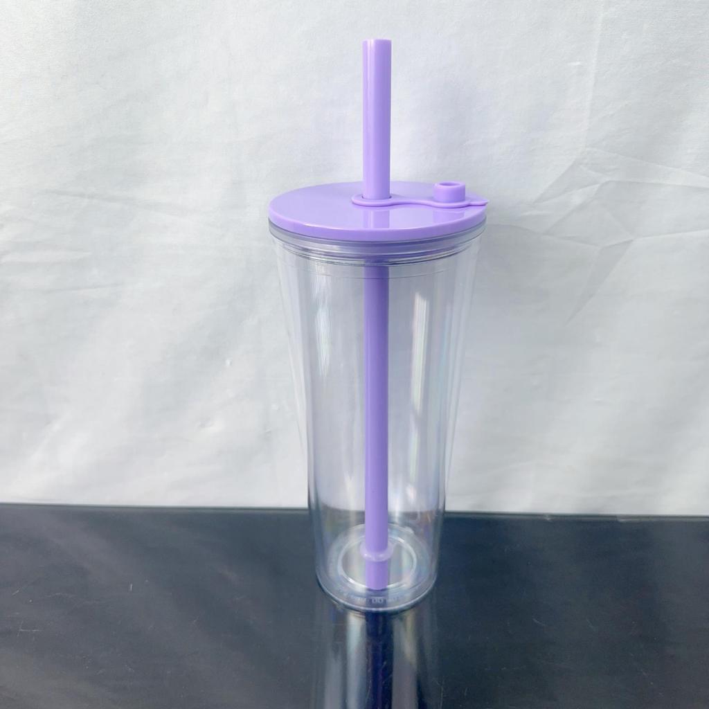 Tazza da viaggio in paglia a doppio strato da donna 2024 con coperchio, Tazza da tè Boba da 24 OZ