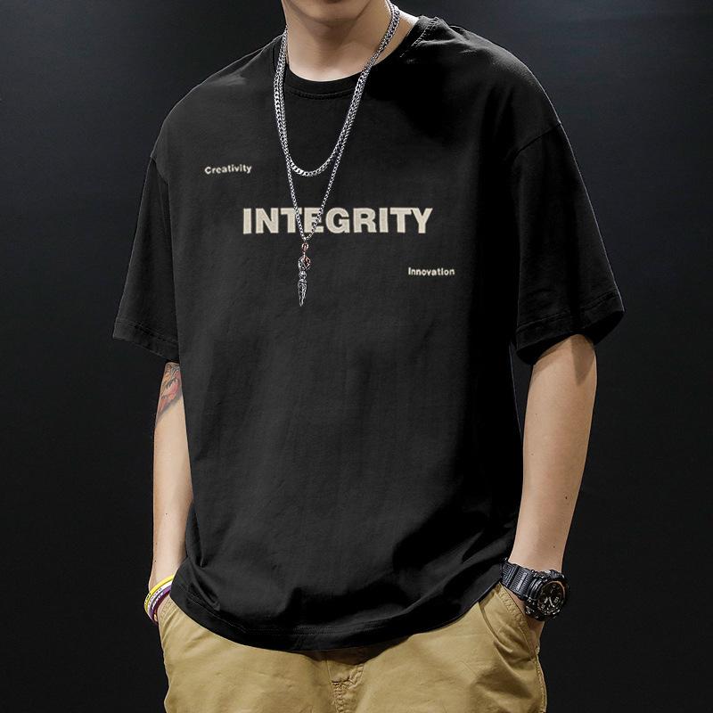 T-shirt Men's Short Sleeved Trendy Versatile Letter Printed Half Sleeved T-shirt Summer Loose Round Neck Casual Top