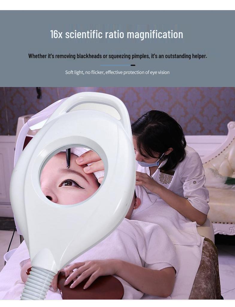 LED Beauty Salon Magnifying Lamp with Cold Light and Dimming Feature for Nail Art, Eyebrow Tattoo, and Shadowless Lighting.