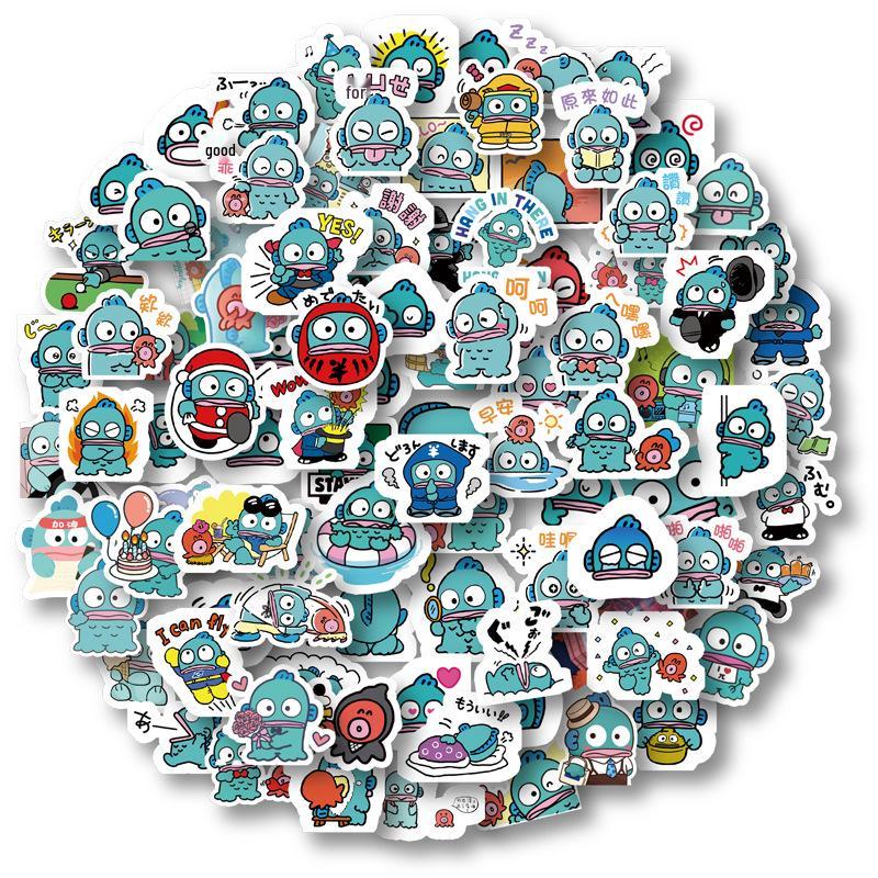 96-Sheet Cute Ugly Fish Cartoon Stickers for Planners, Kids' Decoration, Water Bottles, and DIY Albums