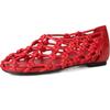Fashion Women Jelly Flats Mesh Ballet Square Toe Fashion Slip-On Flats Lightweight Casual Slides Women Sandals Breathable Summer Beach