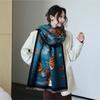 Butterfly Oil Painting Shawl Autumn and Winter New Literary and Fashionable Imitation Cashmere Scarf Women's Oversized Versatile Warm Thickened Scarf