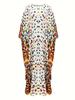 Caftano con stampa floreale Ramadan, scollo rotondo, elegante abito lungo con spacco e maniche a pipistrello, abbigliamento da donna